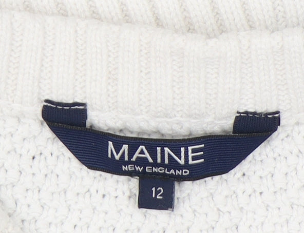 Womens UK Size 12 Maine New England White Pullover Jumper