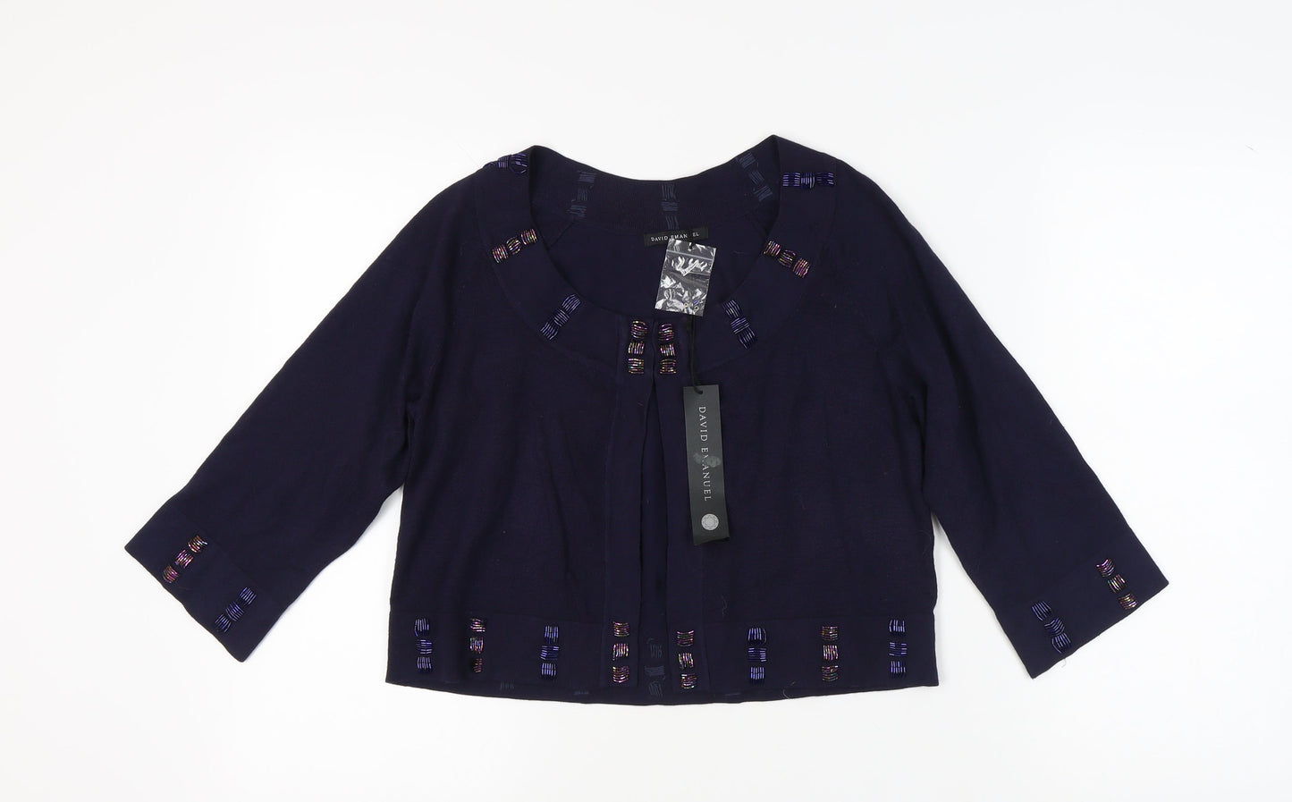 David Emanuel Women's Black Beaded Cardigan - Size 10