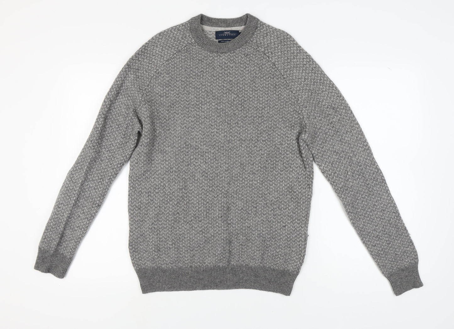 Next Mens Grey Wool Pullover Jumper Size L
