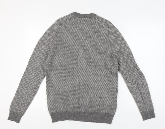 Next Mens Grey Wool Pullover Jumper Size L