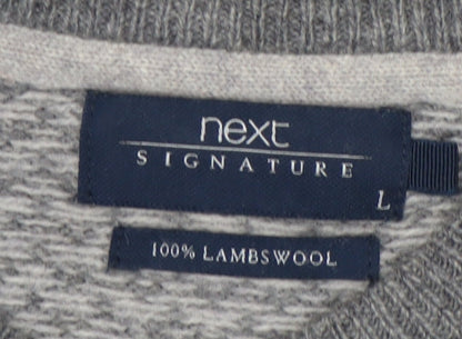 Next Mens Grey Wool Pullover Jumper Size L