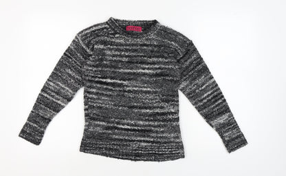 Boohoo Women's Grey Striped Pullover Jumper, Size S