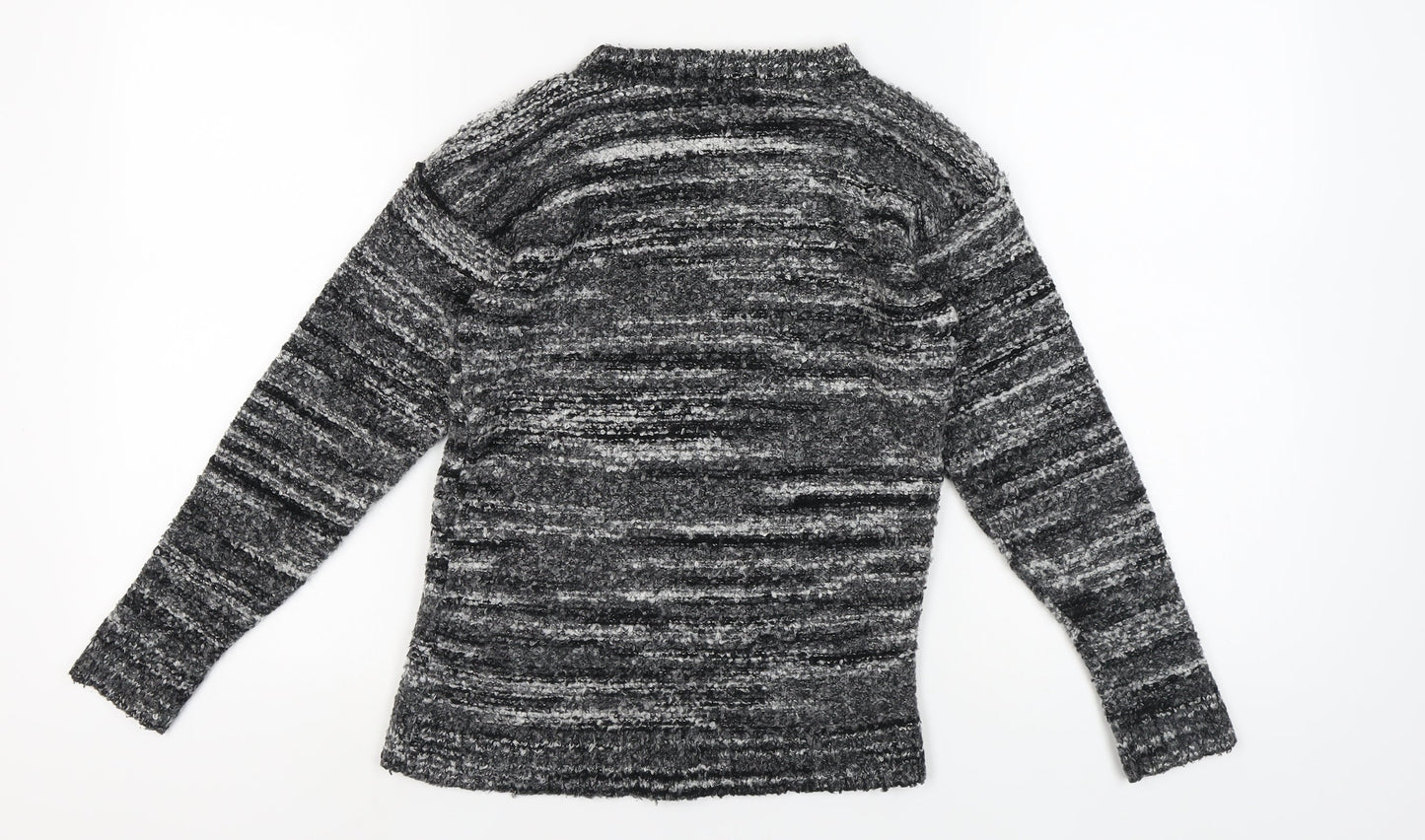 Boohoo Women's Grey Striped Pullover Jumper, Size S