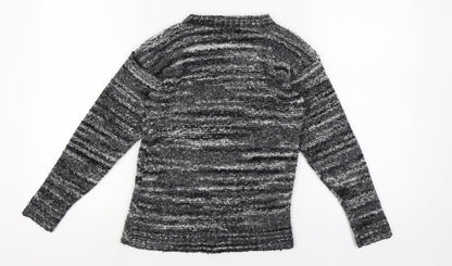 Boohoo Women's Grey Striped Pullover Jumper, Size S