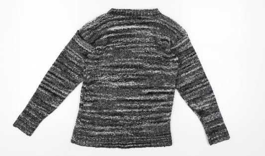 Boohoo Women's Grey Striped Pullover Jumper, Size S