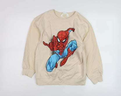 H&M Boys Beige Spiderman Sweatshirt 8-10 Years