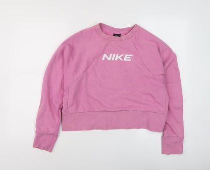 Nike Women's Pink Pullover Sweatshirt, Size M - Logo Design
