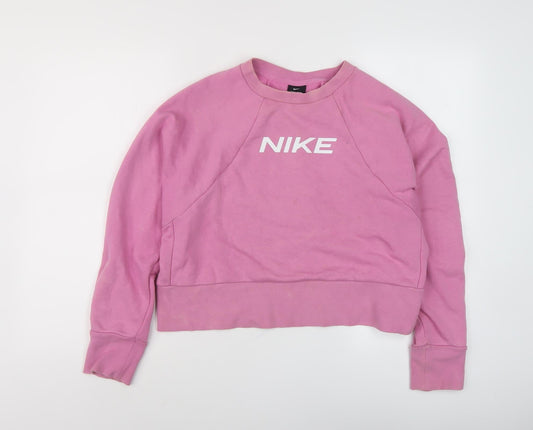Nike Women's Pink Pullover Sweatshirt, Size M - Logo Design