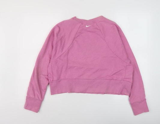 Nike Women's Pink Pullover Sweatshirt, Size M - Logo Design
