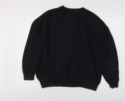 Mens UK Size M Pull&Bear Black Pullover Sweatshirt