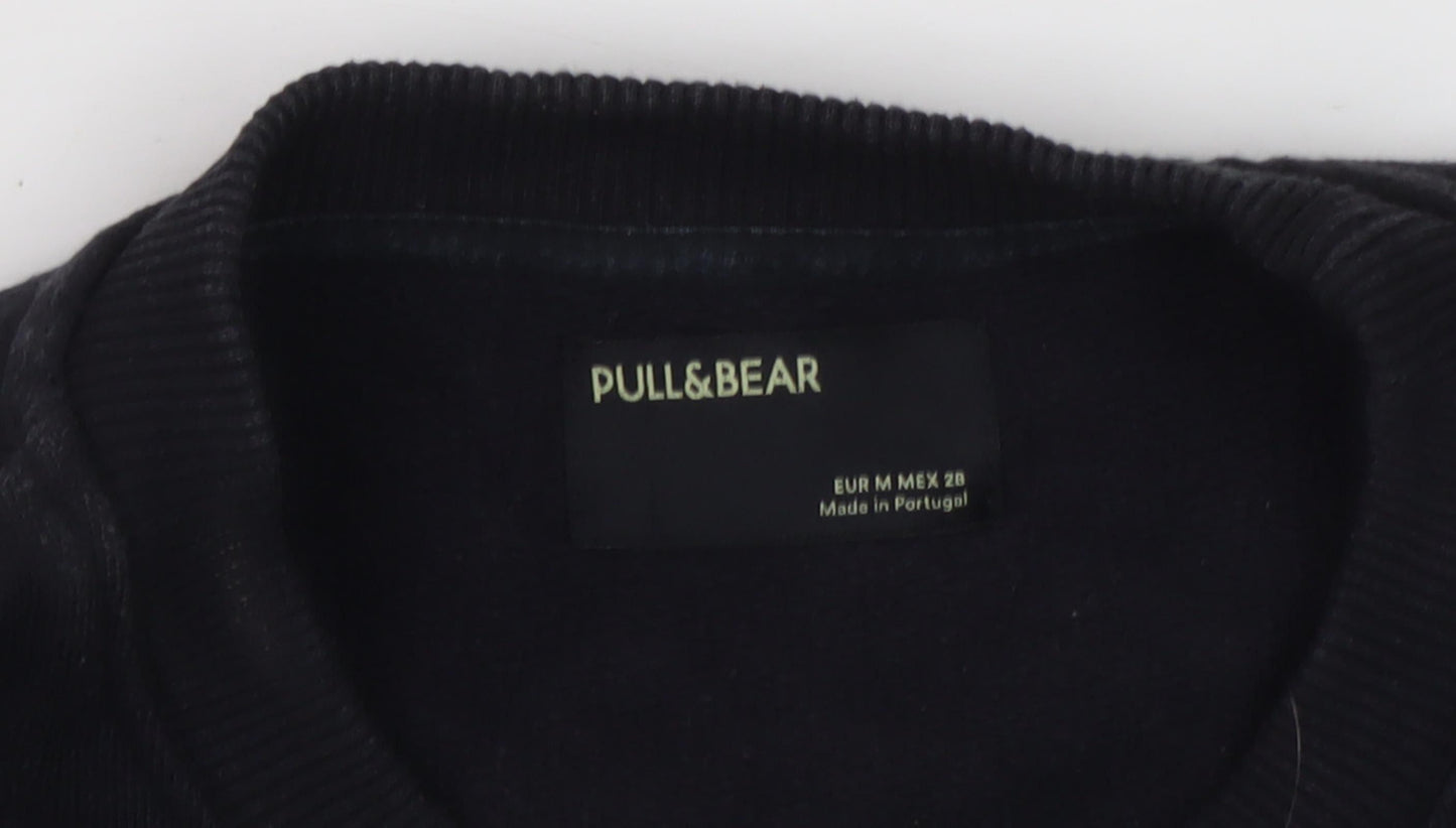 Mens UK Size M Pull&Bear Black Pullover Sweatshirt