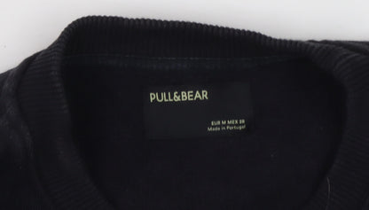 Mens UK Size M Pull&Bear Black Pullover Sweatshirt