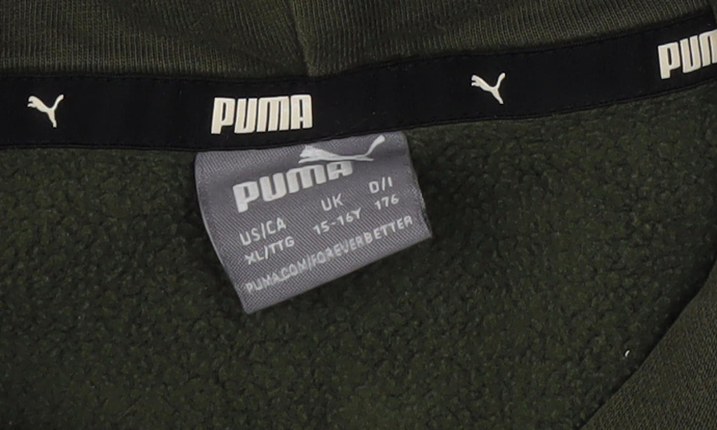 Puma Boys Green Hoodie, Size 16 Years, Pullover Style