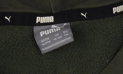 Puma Boys Green Hoodie, Size 16 Years, Pullover Style