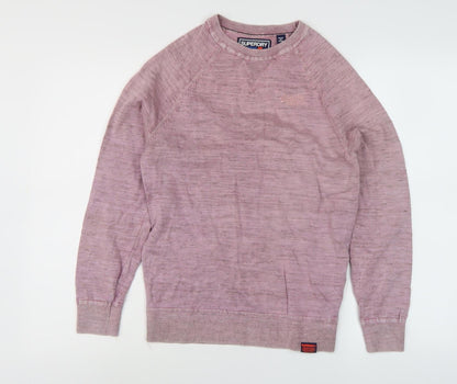 Superdry Unisex Pink Crew Neck Pullover Sweatshirt S