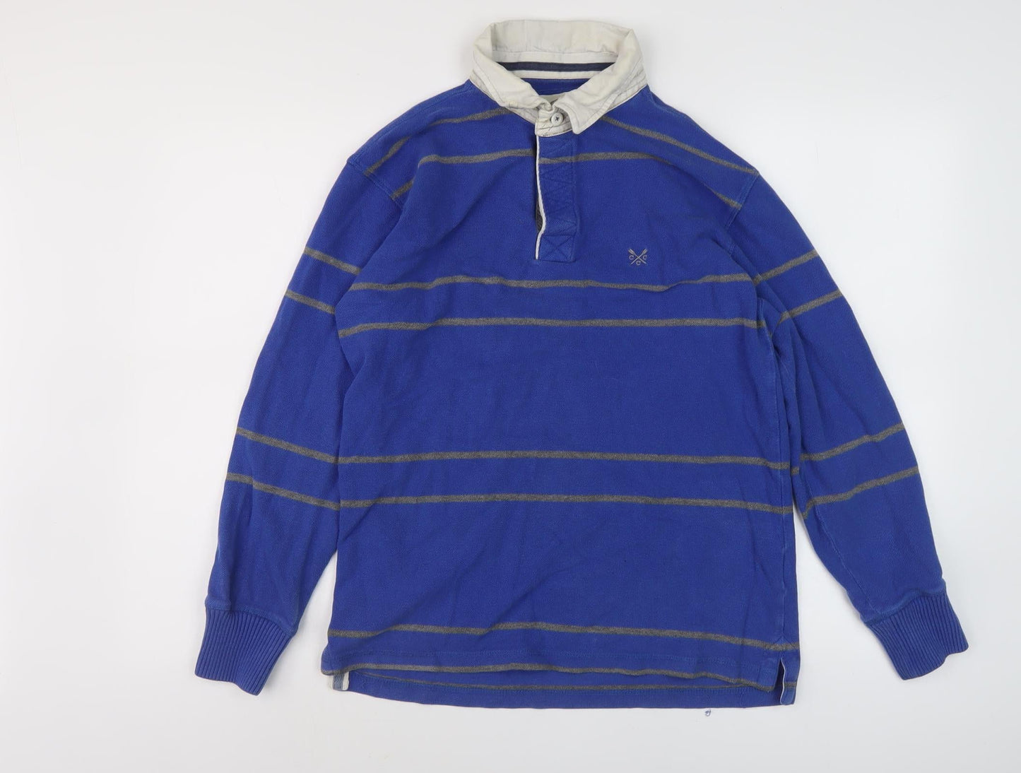 Crew Clothing Men's Blue Striped Polo Shirt - Small