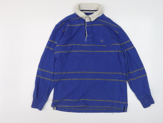 Crew Clothing Men's Blue Striped Polo Shirt - Small