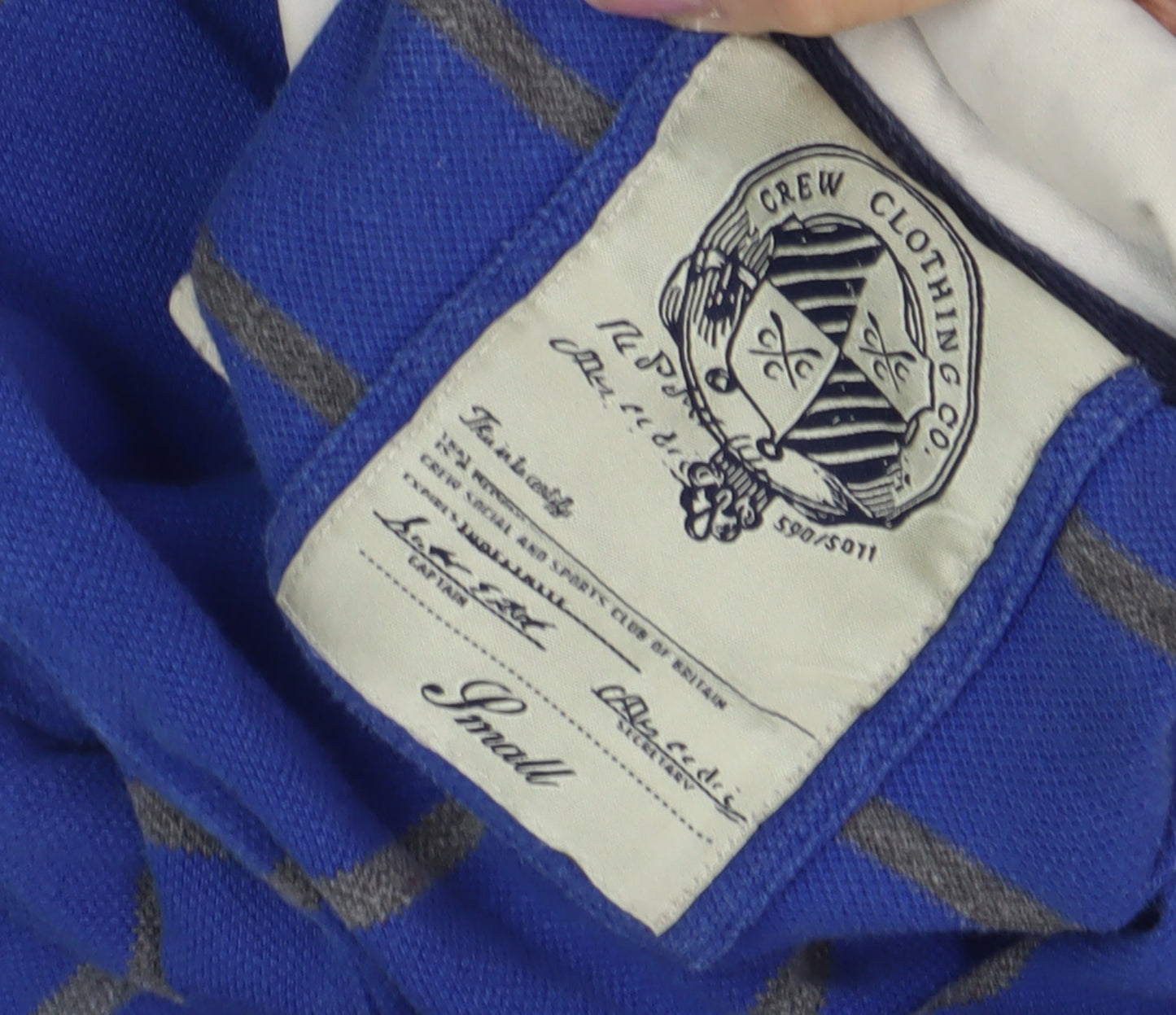 Crew Clothing Men's Blue Striped Polo Shirt - Small