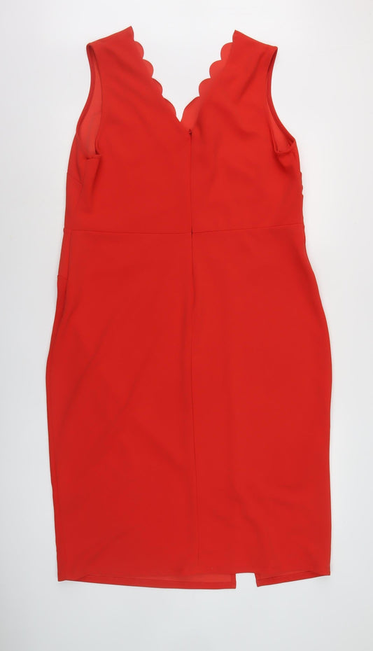 Dusk Women's Red Sheath Dress Size 18 S/Less V-Neck Party