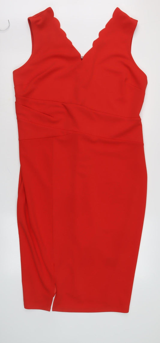 Dusk Women's Red Sheath Dress Size 18 S/Less V-Neck Party