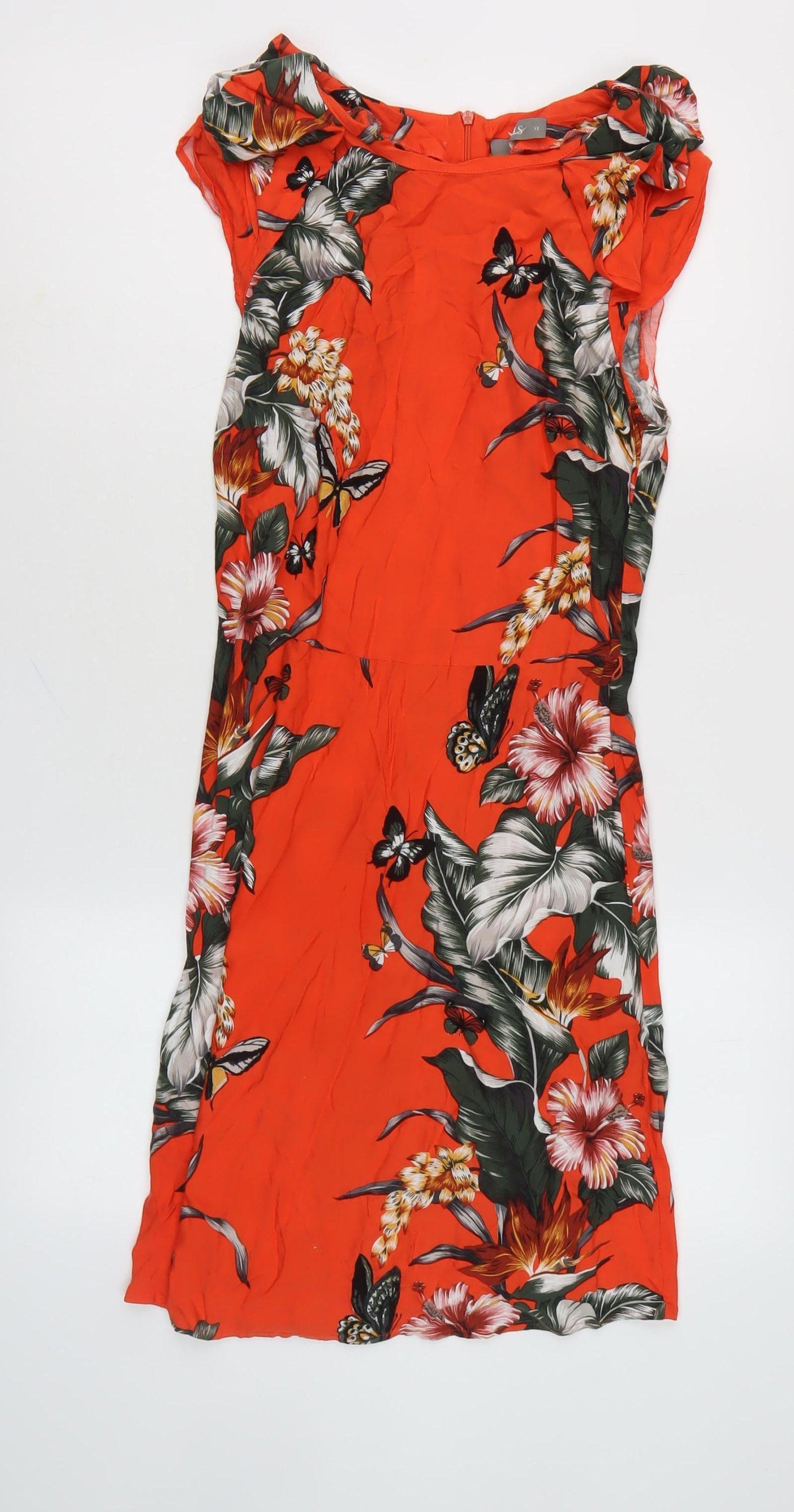 Oasis Women's Multicoloured Floral Dress Size 12