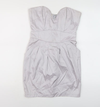 Lipsy Women's Grey Strapless Party Dress Size 10