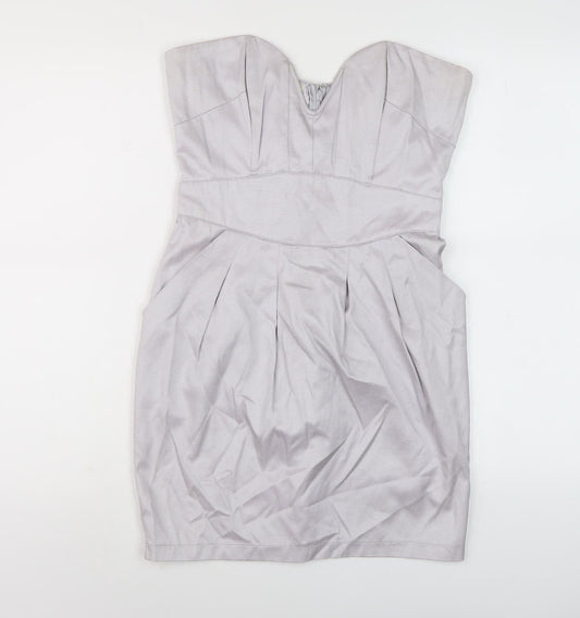Lipsy Women's Grey Strapless Party Dress Size 10