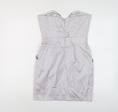 Lipsy Women's Grey Strapless Party Dress Size 10