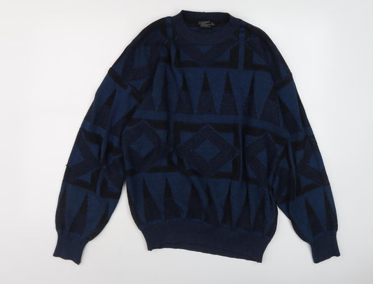 Generra Collection Men's Blue Geometric Pullover L