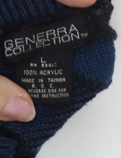 Generra Collection Men's Blue Geometric Pullover L