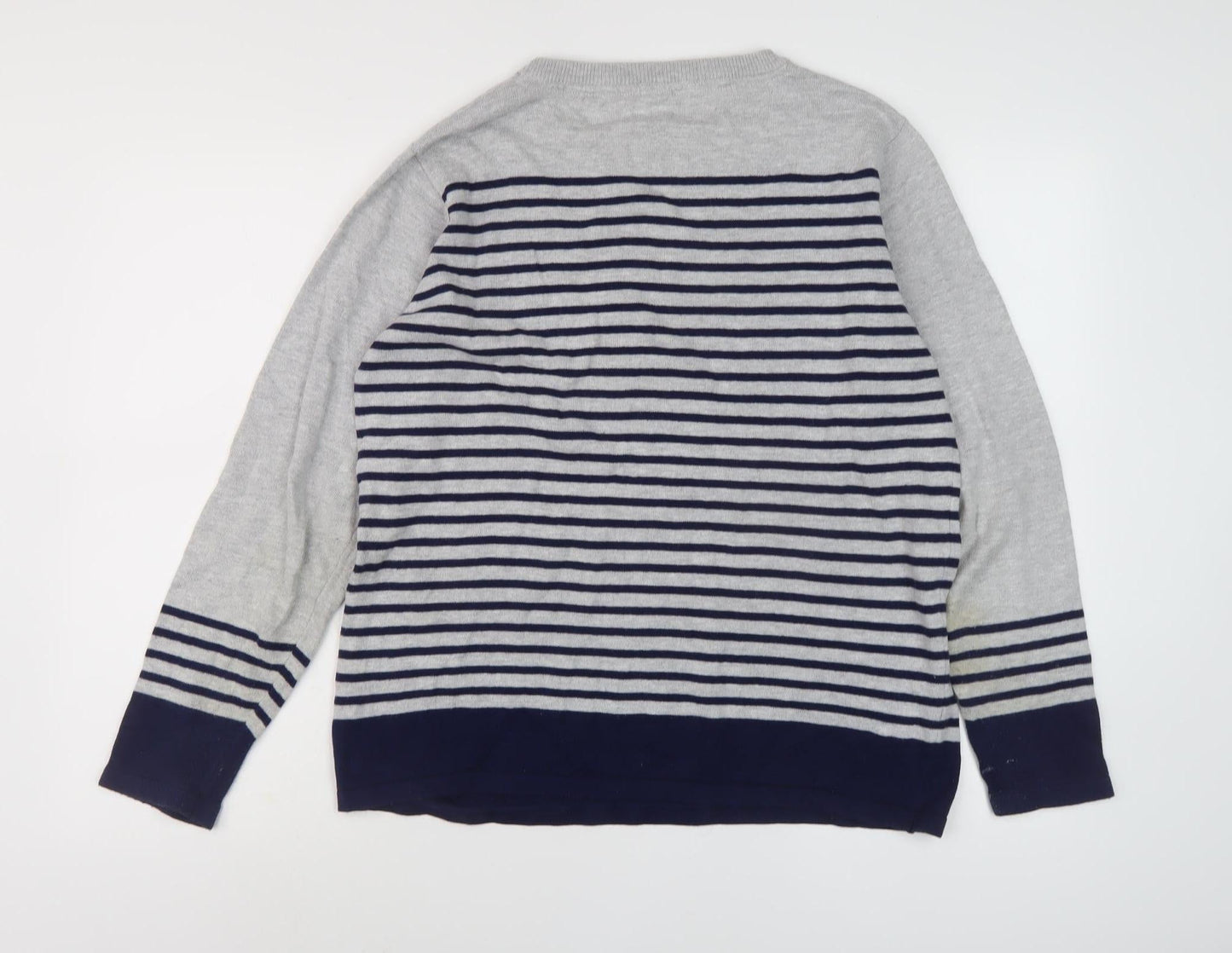 Cotton Traders Women's Grey Striped Pullover Jumper Size 16