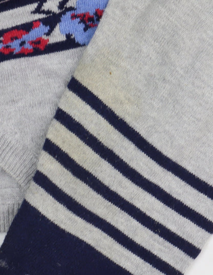 Cotton Traders Women's Grey Striped Pullover Jumper Size 16