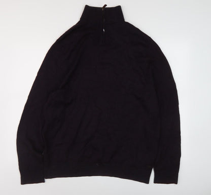 White Stuff Men's 2XL Black Wool Full Zip Jumper