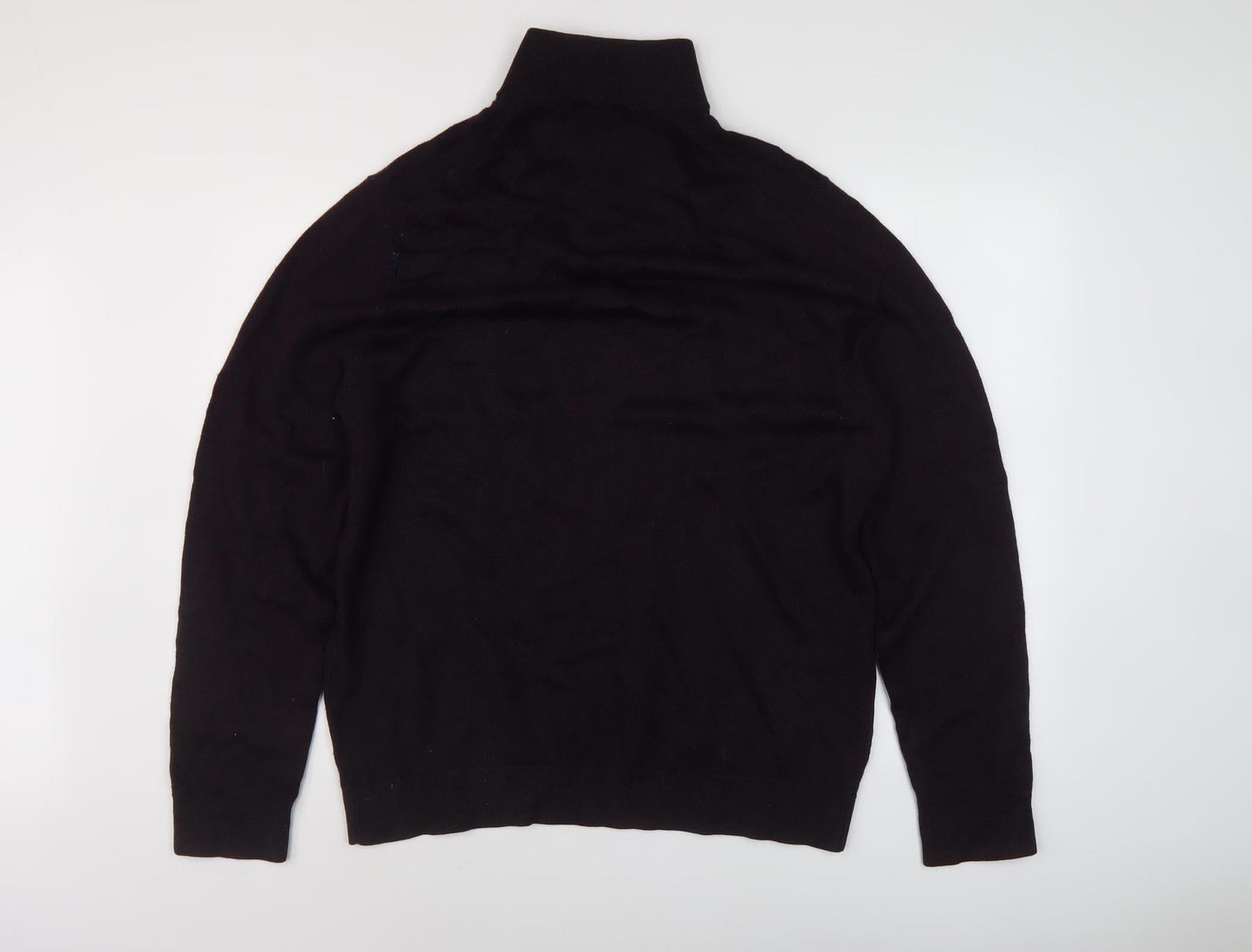 White Stuff Men's 2XL Black Wool Full Zip Jumper