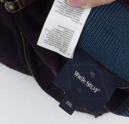 White Stuff Men's 2XL Black Wool Full Zip Jumper