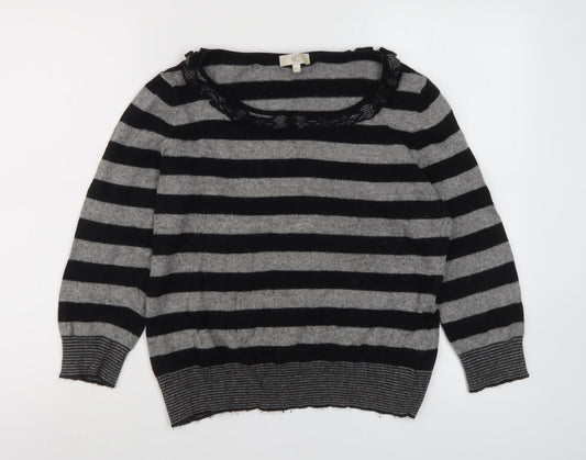CC Women's Striped Pullover Jumper Black M