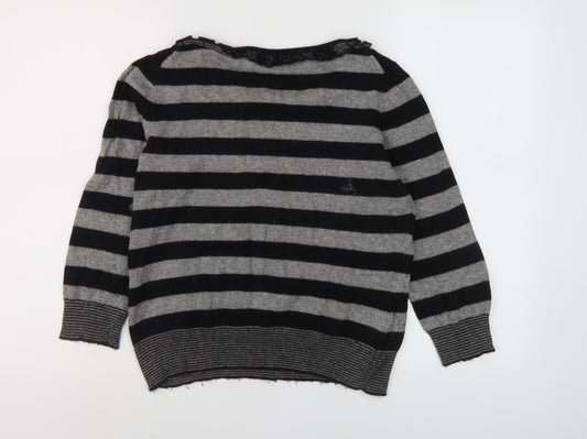 CC Women's Striped Pullover Jumper Black M