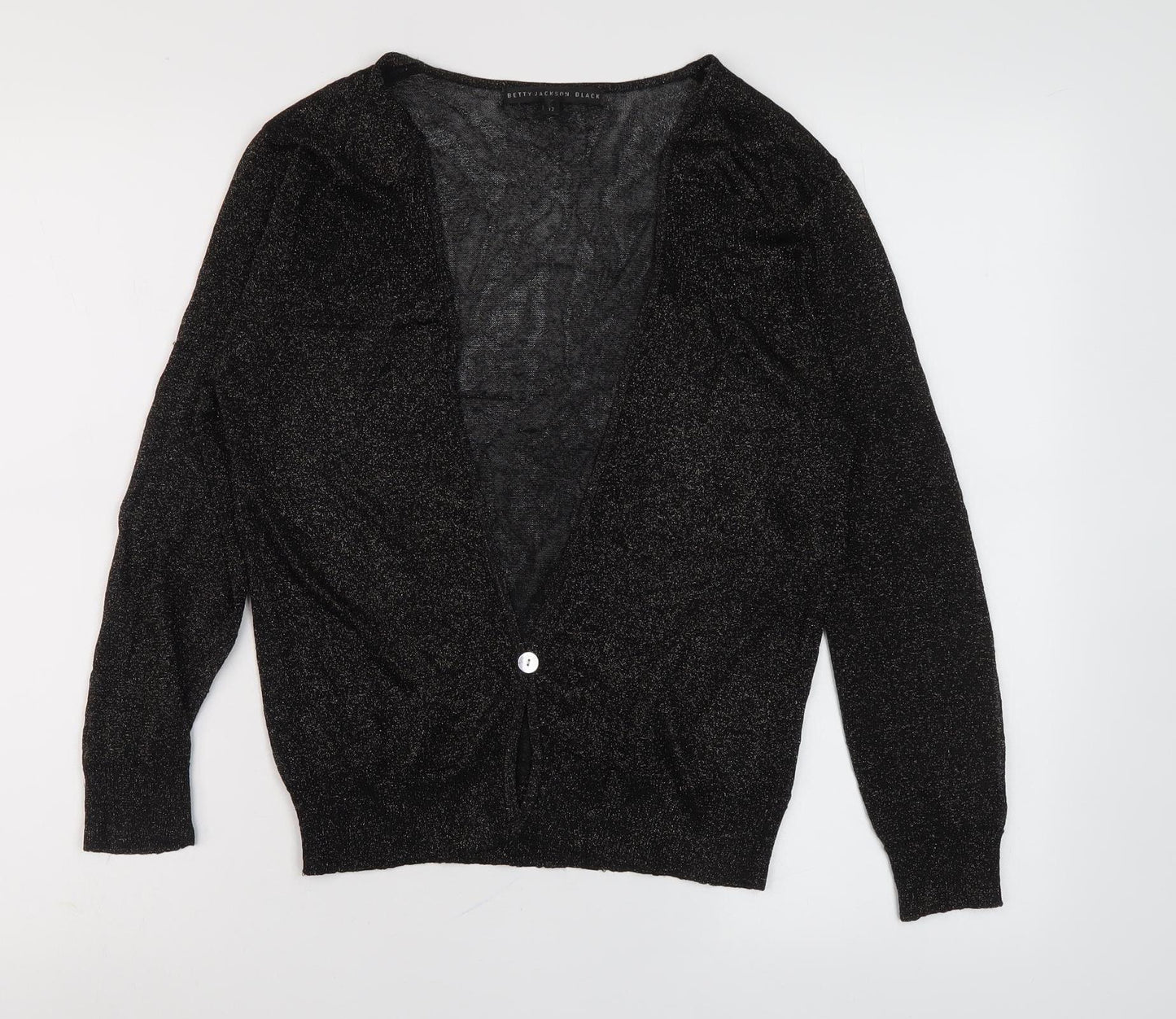 Womens UK Size 12 Betty Jackson Black Black Cardigan Jumper