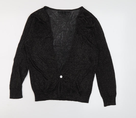 Betty Jackson Black Women's Black Cardigan V-Neck Light