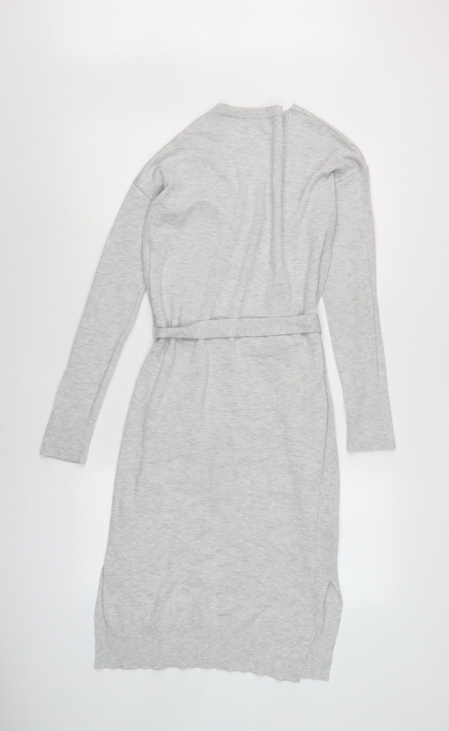 Next Women's Grey Knit Dress V-Neck Size 6