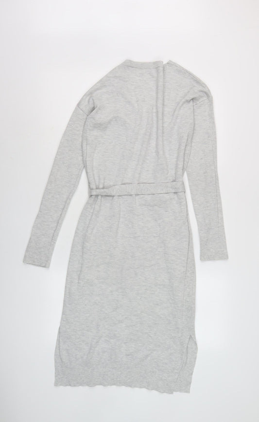 Next Women's Grey Knit Dress V-Neck Size 6