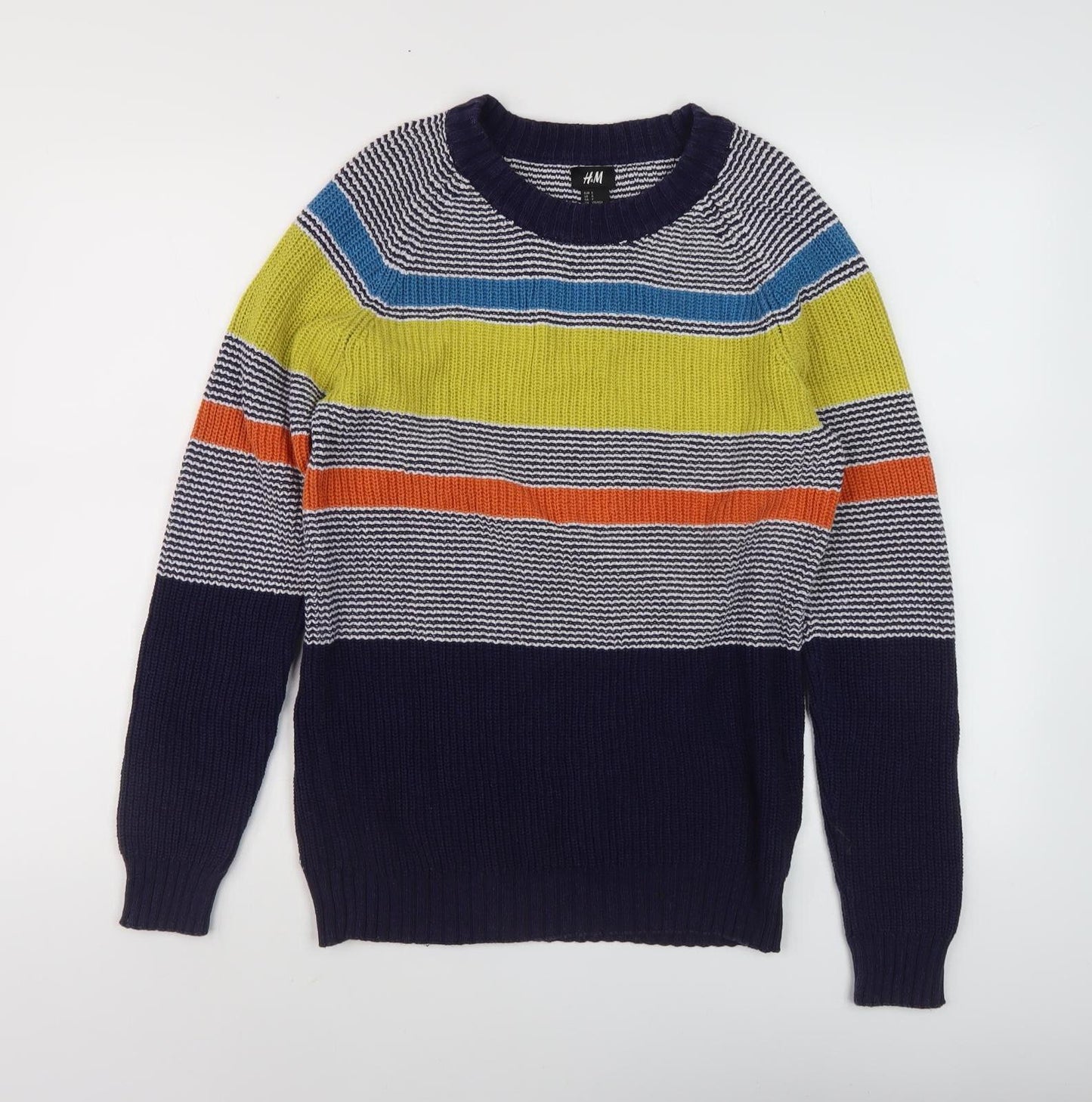 H&M Men's Multicoloured Striped Pullover Jumper S