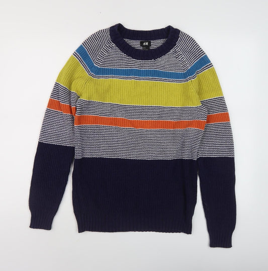H&M Men's Multicoloured Striped Pullover Jumper S