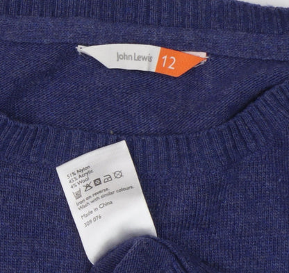 John Lewis Girls Blue Polar Bear Jumper, Size 12, Knit Pullover