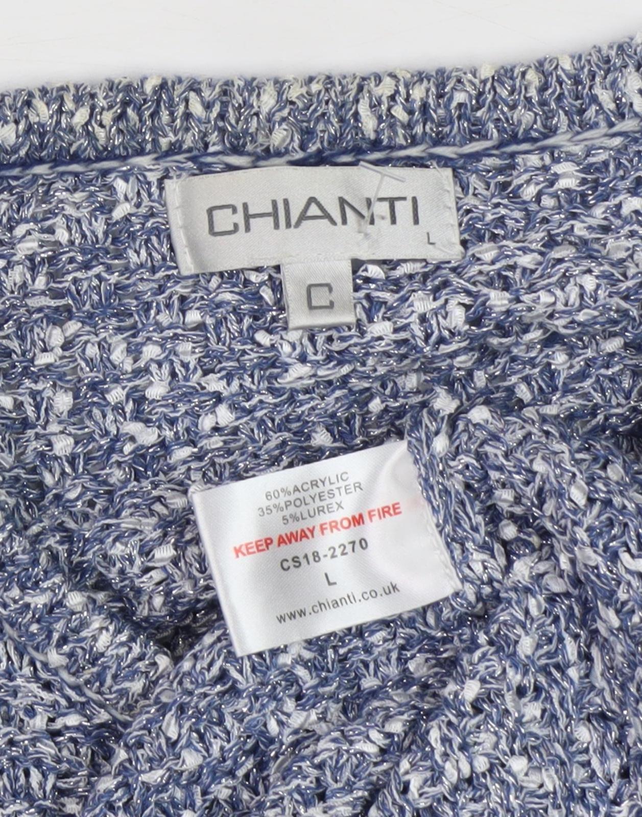 Chianti Women's Blue Open-Knit Cardigan L