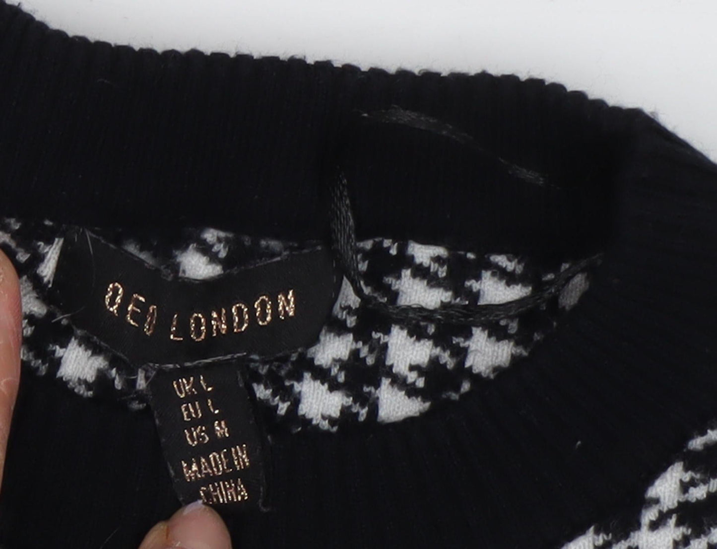 Womens UK Size L QED London Black Pullover Jumper