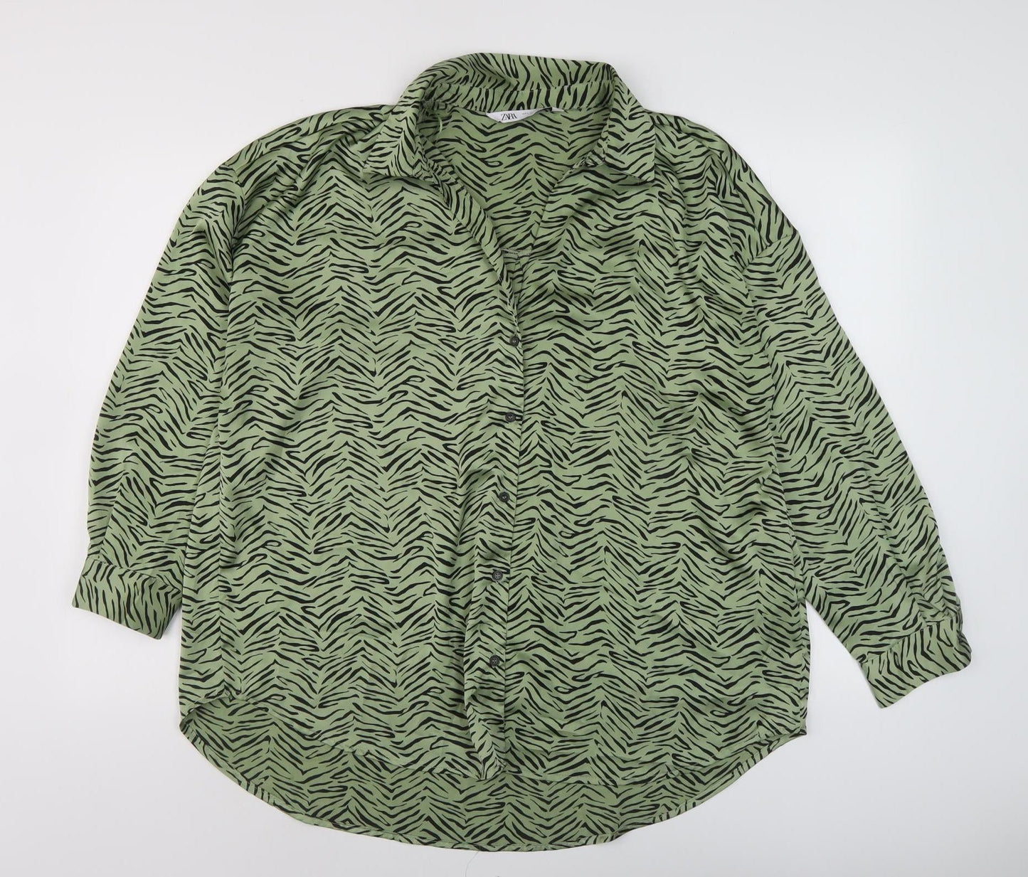 Womens UK Size L Zara Green  Button-Up