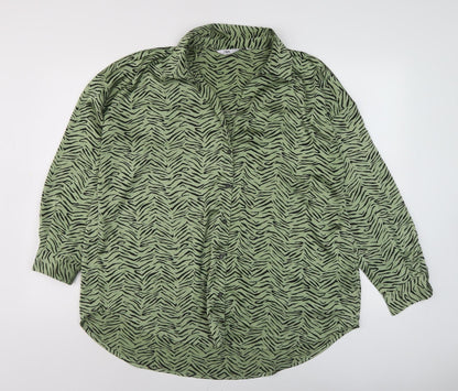 Womens UK Size L Zara Green  Button-Up