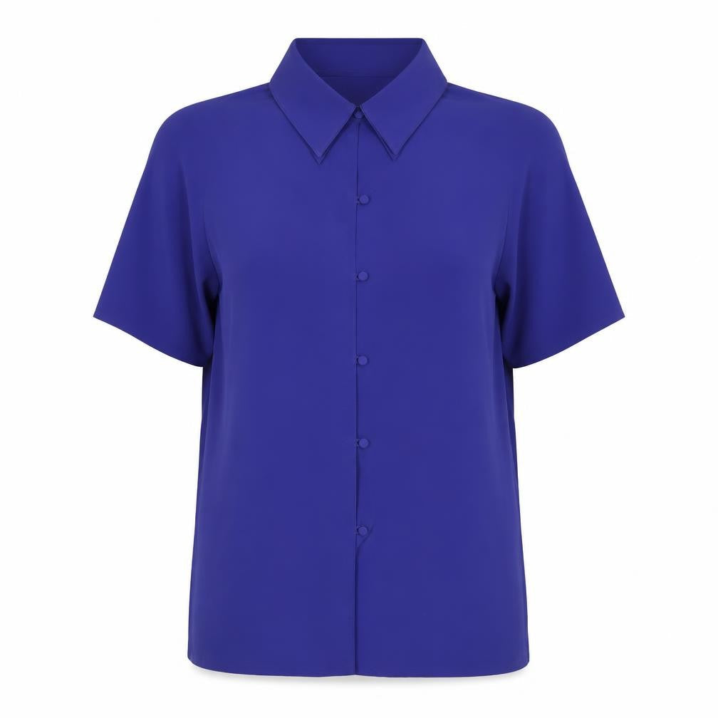 Ultra Belle Women's Blue Button-Up Shirt - Size 14, Polyester