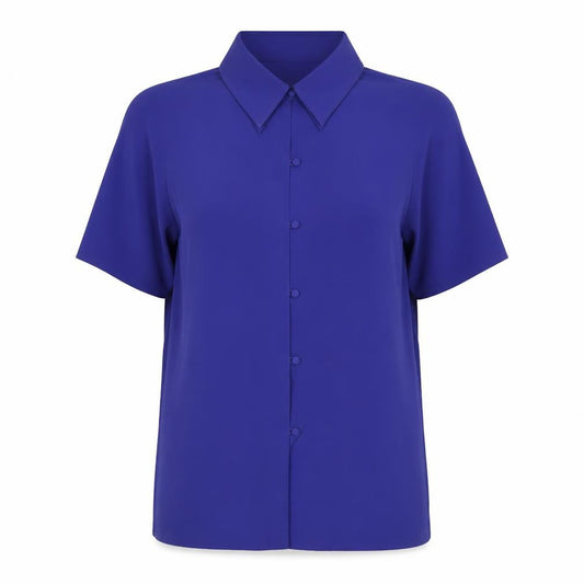 Ultra Belle Women's Blue Button-Up Shirt - Size 14, Polyester